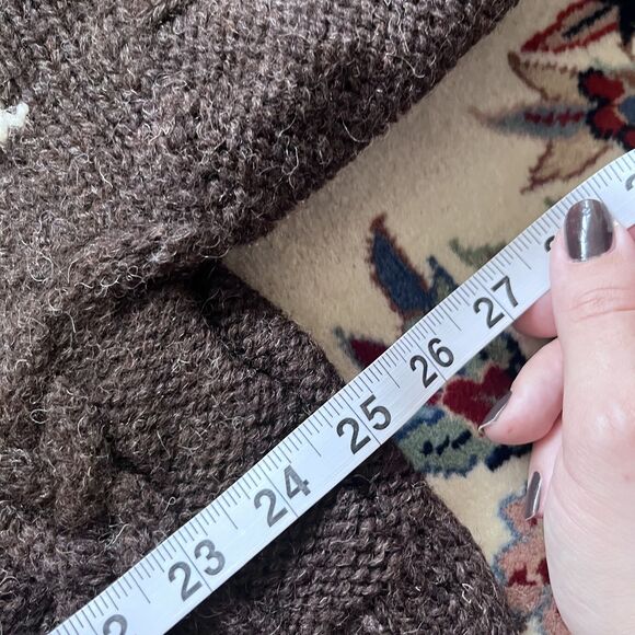 Vintage Paul James Brown White 100% Wool Cable Knit Men's Sweater Size L - Picture 4 of 5